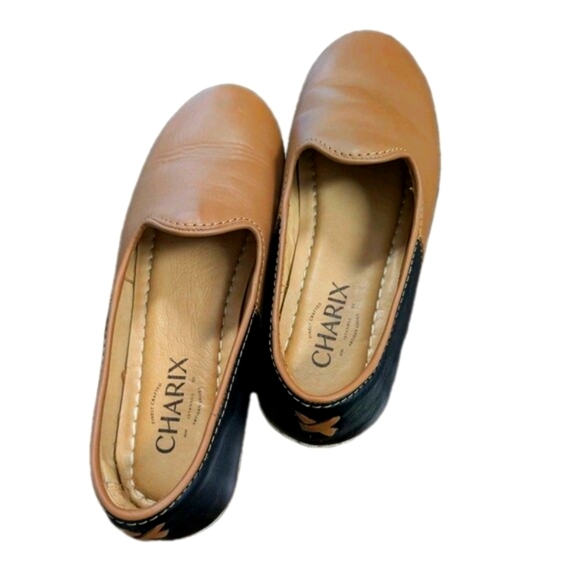 Charix Camel Black Leather Comfort Minimalist Loafer Slip On Womens Shoes 36/5 - Picture 6 of 12